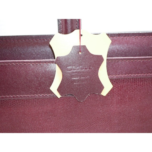 VTG Stebco Attache Briefcase Pebbled Leather Retractable Handle Burgundy Red - Picture 2 of 16